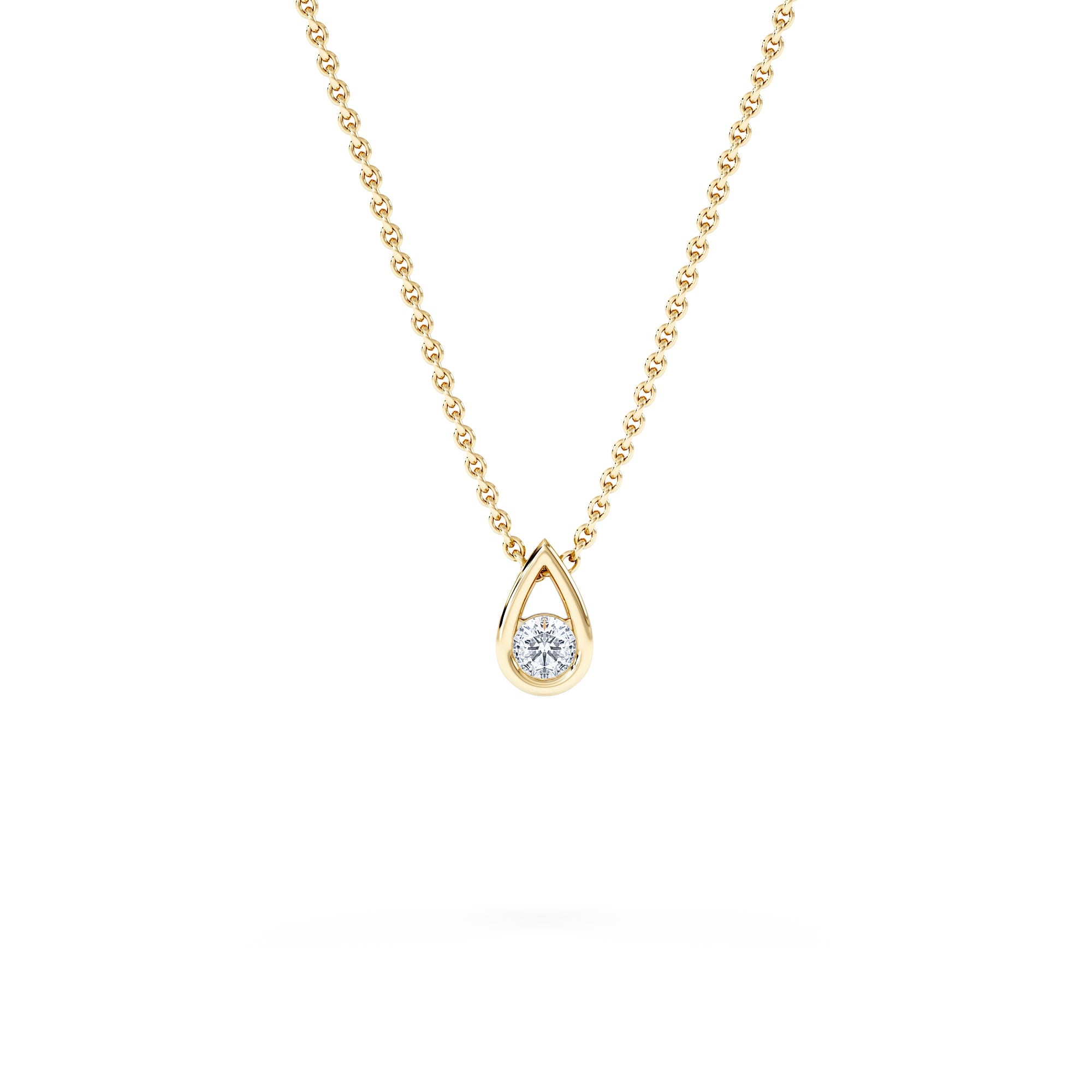 Teardrop 0.10ct Round Cut Lab Grown Solitaire Pendant Necklace in 18K Gold Vermeil